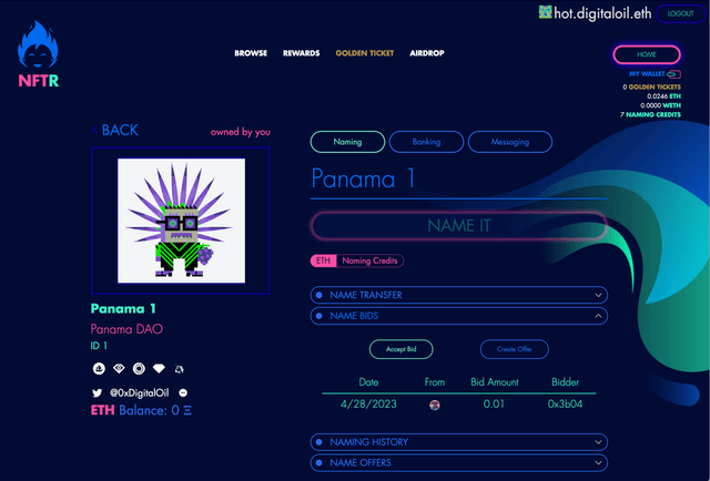 Example NFTR profile page