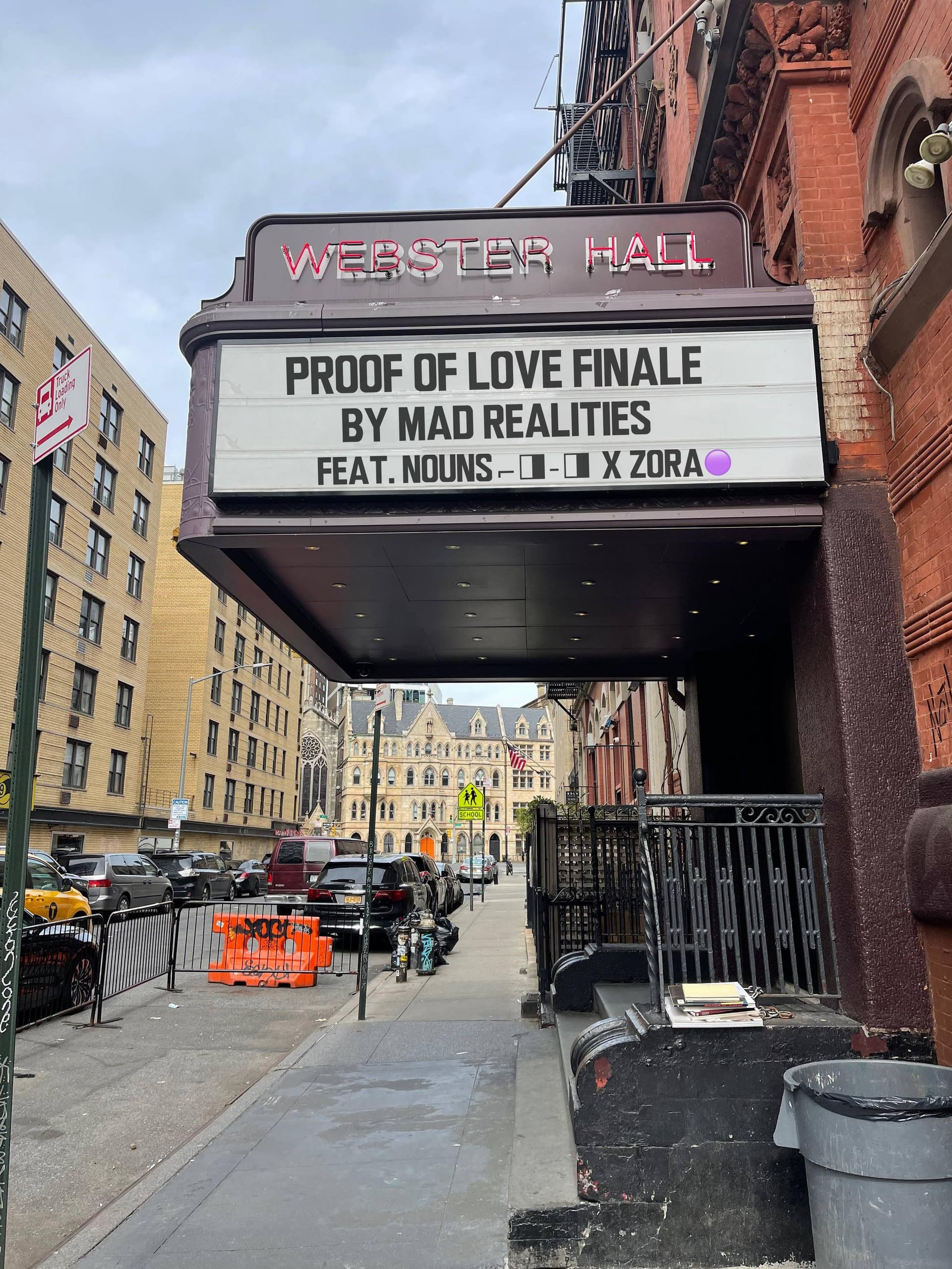 How we picture our collaboration appearing on the Webster Hall marquee